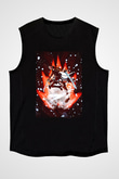 Attack On Titan Baskılı Unisex Siyah Kolsuz Tişört - Tshirt