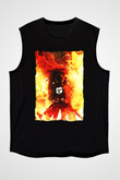 Attack On Titan Baskılı Unisex Siyah Kolsuz Tişört - Tshirt