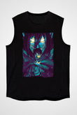 Attack On Titan Baskılı Unisex Siyah Kolsuz Tişört - Tshirt