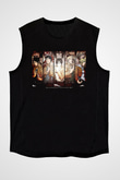 Attack On Titan Baskılı Unisex Siyah Kolsuz Tişört - Tshirt