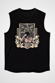 Attack On Titan Baskılı Unisex Siyah Kolsuz Tişört - Tshirt