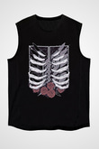 Attack On Titan Baskılı Unisex Siyah Kolsuz Tişört - Tshirt