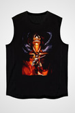 Attack On Titan Baskılı Unisex Siyah Kolsuz Tişört - Tshirt