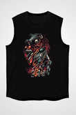Attack On Titan Baskılı Unisex Siyah Kolsuz Tişört - Tshirt