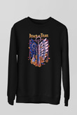 Attack On Titan Baskılı Unisex Siyah Sweatshirt