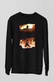 Attack On Titan Baskılı Unisex Siyah Sweatshirt