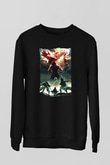 Attack On Titan Baskılı Unisex Siyah Sweatshirt