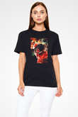 Attack On Titan Baskılı Unisex Siyah Tişört - Tshirt