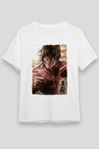 Attack On Titan Baskılı Unisex Siyah Tişört - Tshirt