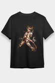 Attack On Titan Baskılı Unisex Siyah Tişört - Tshirt