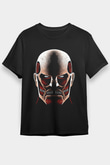 Attack On Titan Baskılı Unisex Siyah Tişört - Tshirt