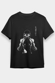 Attack On Titan Baskılı Unisex Siyah Tişört - Tshirt