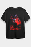Attack On Titan Baskılı Unisex Siyah Tişört - Tshirt