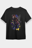Attack On Titan Baskılı Unisex Siyah Tişört - Tshirt