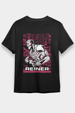 Attack On Titan Baskılı Unisex Siyah Tişört - Tshirt