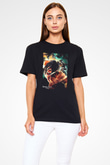 Attack On Titan Baskılı Unisex Siyah Tişört - Tshirt