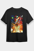 Attack On Titan Baskılı Unisex Siyah Tişört - Tshirt