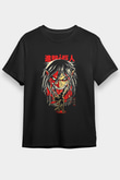 Attack On Titan Baskılı Unisex Siyah Tişört - Tshirt