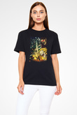 Attack On Titan Baskılı Unisex Siyah Tişört - Tshirt