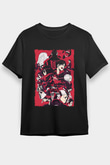 Attack On Titan Baskılı Unisex Siyah Tişört - Tshirt