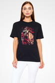 Attack On Titan Baskılı Unisex Siyah Tişört - Tshirt