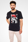 Attack On Titan Baskılı Unisex Siyah Tişört - Tshirt