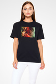 Attack On Titan Baskılı Unisex Siyah Tişört - Tshirt