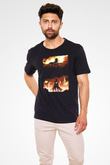 Attack On Titan Baskılı Unisex Siyah Tişört - Tshirt
