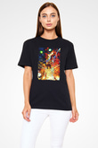 Attack On Titan Baskılı Unisex Siyah Tişört - Tshirt
