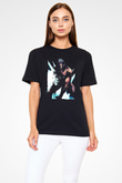 Attack On Titan Baskılı Unisex Siyah Tişört - Tshirt