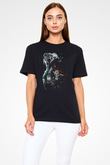 Attack On Titan Baskılı Unisex Siyah Tişört - Tshirt