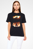 Attack On Titan Baskılı Unisex Siyah Tişört - Tshirt