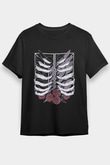 Attack On Titan Baskılı Unisex Siyah Tişört - Tshirt
