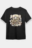 Attack On Titan Baskılı Unisex Siyah Tişört - Tshirt