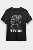 Attack On Titan Baskılı Unisex Siyah Tişört - Tshirt