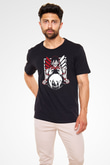 Attack On Titan Baskılı Unisex Siyah Tişört - Tshirt