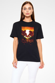 Attack On Titan Baskılı Unisex Siyah Tişört - Tshirt