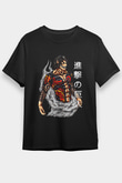 Attack On Titan Baskılı Unisex Siyah Tişört - Tshirt