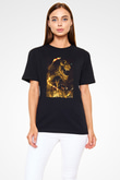 Attack On Titan Baskılı Unisex Siyah Tişört - Tshirt