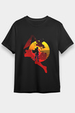 Attack On Titan Baskılı Unisex Siyah Tişört - Tshirt