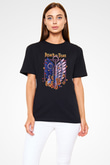Attack On Titan Baskılı Unisex Siyah Tişört - Tshirt
