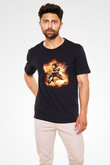 Attack On Titan Baskılı Unisex Siyah Tişört - Tshirt