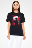 Attack On Titan Baskılı Unisex Siyah Tişört - Tshirt
