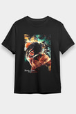 Attack On Titan Baskılı Unisex Siyah Tişört - Tshirt