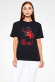 Attack On Titan Baskılı Unisex Siyah Tişört - Tshirt