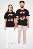 Attack On Titan Baskılı Unisex Siyah Tişört - Tshirt