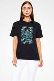 Attack On Titan Baskılı Unisex Siyah Tişört - Tshirt