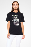 Attack On Titan Baskılı Unisex Siyah Tişört - Tshirt