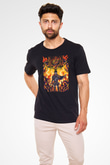 Attack On Titan Baskılı Unisex Siyah Tişört - Tshirt