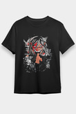 Attack On Titan Baskılı Unisex Siyah Tişört - Tshirt